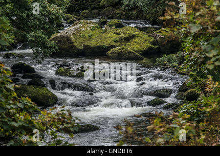 La rivière Ogwen (Afon Ogwen) près de Snowdonia, Bethesda Banque D'Images