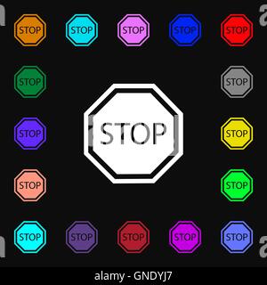 Icône Stop sign. Beaucoup de symboles colorés pour votre conception. Vector Illustration de Vecteur