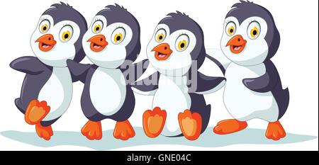 Collection de cute cartoon penguin Illustration de Vecteur