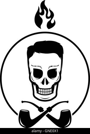 Fumeur de pipe Tabac crâne Illustration de Vecteur