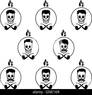 Fumeur de pipe Tabac crâne Illustration de Vecteur