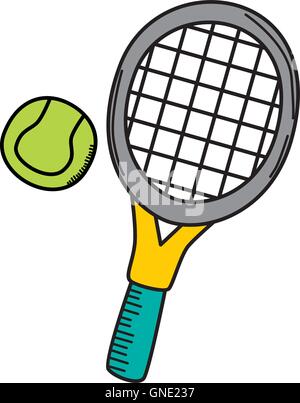 Thème d'icône cartoon tennis Illustration de Vecteur