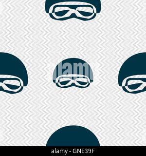 Dans un masques de ski snowboard, lunettes de ski, masque de plongée se déconnecter icône. Motif géométrique transparente avec la texture. Vector Illustration de Vecteur