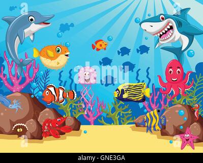 Funny cartoon sea life design pour vous Illustration de Vecteur