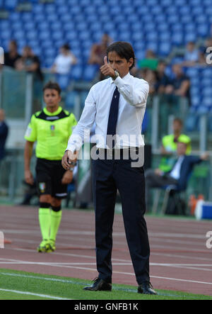 Simone Inzaghi au cours de la Serie A italienne match de football entre S.S. Lazio et C.F. La Juventus au Stade olympique de Rome, le 27 août 2016. Banque D'Images