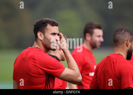 L'équipe de football du Pays de Galles, train avant leurs matches de qualification pour la coupe du monde contre la Moldavie Banque D'Images