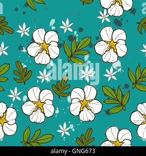 Seamless texture avec fleur blanche. Illustration de Vecteur
