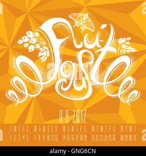 Calendrier pour 2017 avec lettrage dessiné à la main Illustration de Vecteur