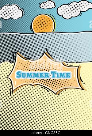 Comic beach background Illustration de Vecteur