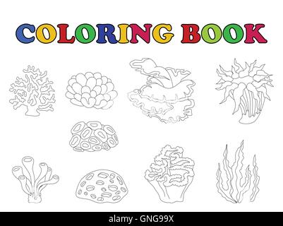 Livre de coloriage de belle collection avec corail Illustration de Vecteur