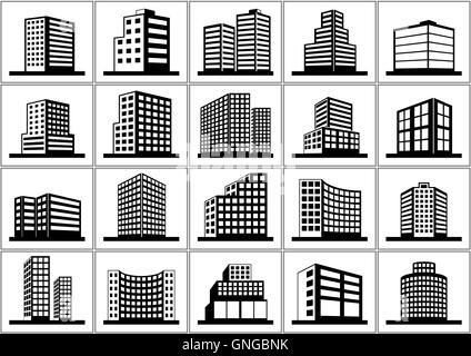 Building Icons Set Illustration de Vecteur