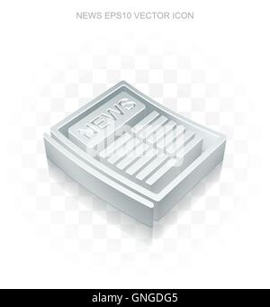 News icône : Télévision 3d métallique, de journaux, d'ombre transparente 10 EPS vecteur. Illustration de Vecteur