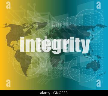 Concept d'entreprise : mot intégrité sur digital background vector guillemets avec ligne fine bulle. concept de référence, Illustration de Vecteur