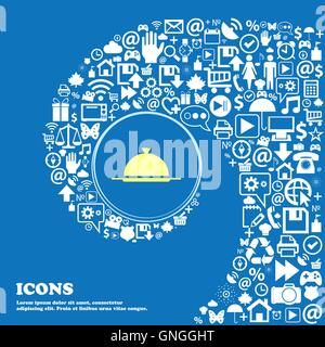 Plateau d'alimentation servant l'icône de connexion. Réglage de la table dans le symbole . Bel ensemble de belles icônes spirale torsadée dans le centre Illustration de Vecteur