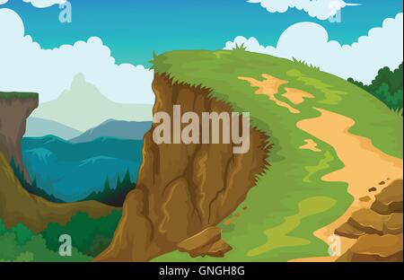 Falaise de montagne en arrière-plan du paysage de beauté Illustration de Vecteur
