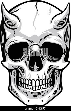 Tête Crâne Démon Illustration de Vecteur