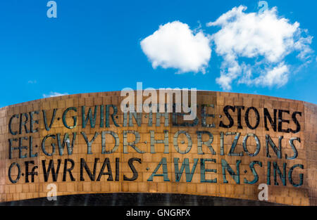 Avant de la Wales Millennium Centre de Cardiff, Pays de Galles, Royaume-Uni. Banque D'Images