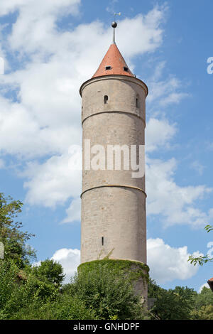 Gruener Turm (tour verte), vieille ville, Dinkelsbuehl centrale, Franconia, Bavaria, Germany Banque D'Images