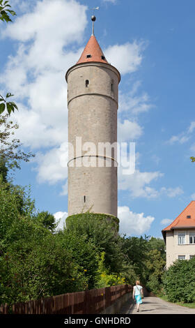 Gruener Turm (tour verte), vieille ville, Dinkelsbuehl centrale, Franconia, Bavaria, Germany Banque D'Images