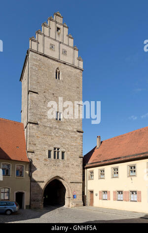 Porte de Rothenburg, vieille ville, Dinkelsbuehl centrale, Franconia, Bavaria, Germany Banque D'Images