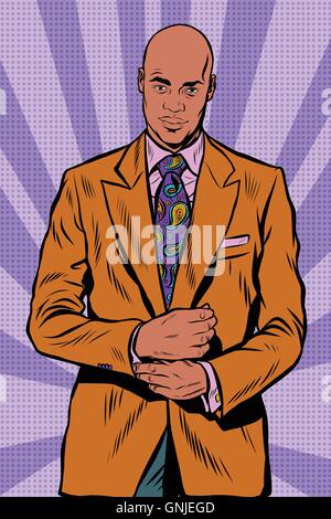 Retro African American businessman en costume élégant Illustration de Vecteur