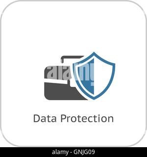 L'icône de la protection des données. Modèle plat. Illustration de Vecteur