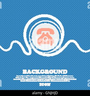 Combiné téléphonique rétro inscrivez-icône. Résumé fond bleu et blanc avec espace pour texte et votre design. Vector Illustration de Vecteur