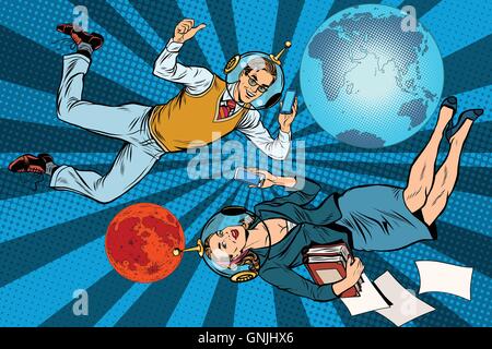 Businessman and businesswoman astronautes Illustration de Vecteur