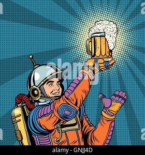 L'astronaute rétro et d'une chope de bière Illustration de Vecteur