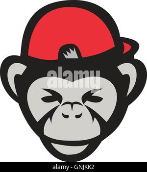 Tête de chimpanzé Baseball Cap Retro Illustration de Vecteur