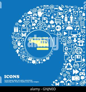 Le symbole de l'hélicoptère. Bel ensemble de belles icônes spirale torsadée dans le centre d'une grande icône. Vector Illustration de Vecteur