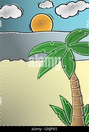 Comic beach background Illustration de Vecteur