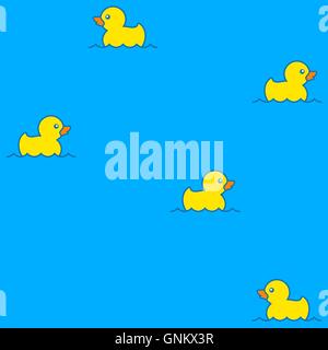 Motif transparent mignon avec caoutchouc jaune canards flottant sur l'eau Illustration de Vecteur