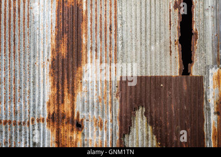 Old rusty mur plat de zinc. Banque D'Images