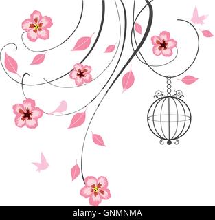 Cherry Blossom swirls Illustration de Vecteur