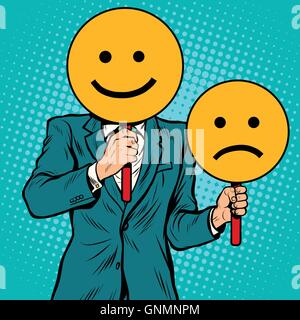 Les expressions du visage Smiley heureux et triste Illustration de Vecteur