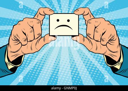 Smiley tristesse dans les mains Illustration de Vecteur