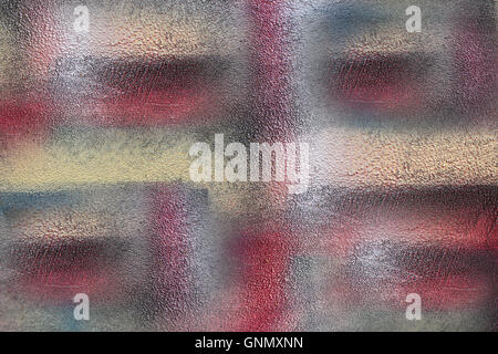 La surface murale de style abstrait peint artistiquement en couleurs de rouge noir, blanc et brun-jaune. Belle & texture unique Banque D'Images