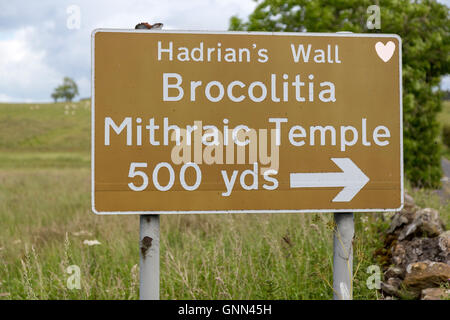 Northumberland, England, UK. Inscrivez-vous à Brocolitia Temple Mithraïque (Carrawburgh Temple de Mithra). Banque D'Images