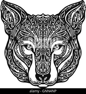 Tête de loup ornementées ethniques. Vector illustration Illustration de Vecteur