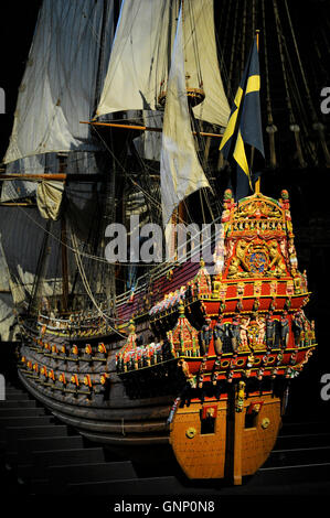 Warship Vasa. Construite entre 1626-1628. L'échelle 1:10. Dix voiles ensemble. C'est 6,93 m de long et 4,75 m de haut. L'arrière. Stockholm. La Suède. Musée Vasa. Banque D'Images