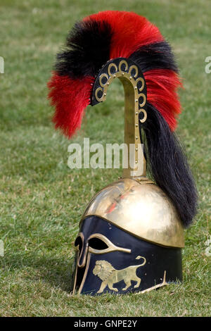 Hoplite grec ancien casque, soldats Banque D'Images