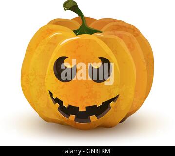 Halloween citrouille avec drôle de visage isolated on white Illustration de Vecteur