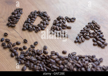 Concept idée tirée entre brown signe et de café torréfié Banque D'Images