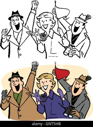 Les fans de sport pour encourager leur équipe favorite Illustration de Vecteur