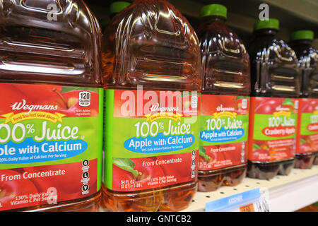 Marque maison Jus de pomme dans le Wegmans Épicerie, Westwood, Massachusetts, USA Banque D'Images