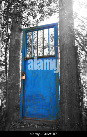 Porte en métal bleu Banque D'Images
