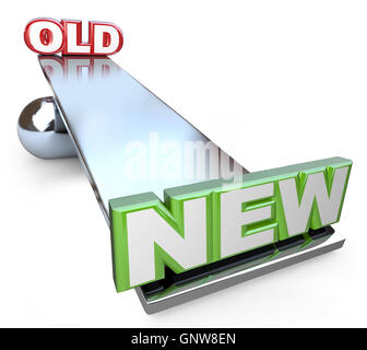 Par rapport à l'Ancien Nouvel équilibre sur échelle See-Saw Banque D'Images