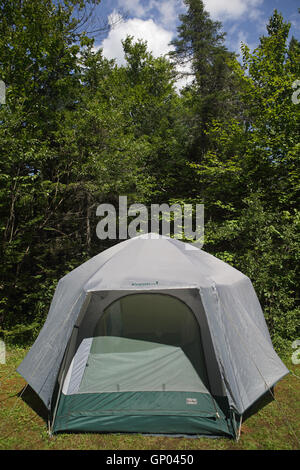 Camping avec une tente dans le vert des montagnes du sud du Vermont Banque D'Images