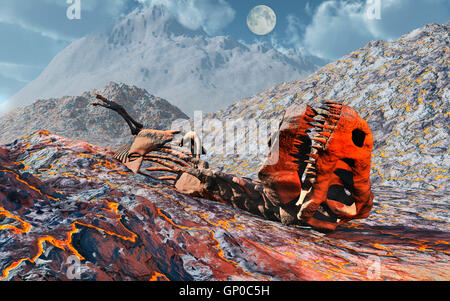 Un Tyrannosaure squelette fossile. Banque D'Images